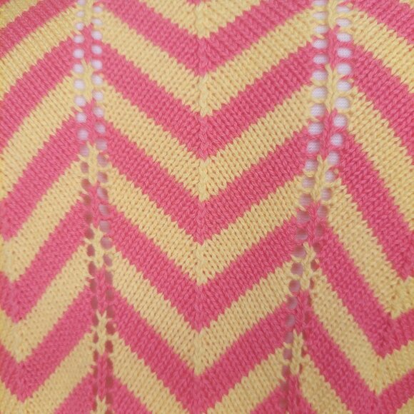 Trina Turk Zigzag Knit Tank Top - Coral Pink & Yellow Chevron Stripes Sleeveless - Picture 8 of 8